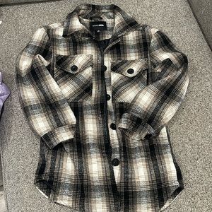 Cream/black/tan pea coat